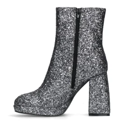 Zilverkleurige Glitter Enkelboots Met Hak^Sacha New