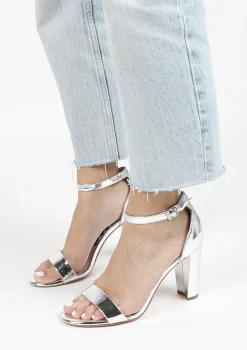 Zilverkleurige Sandalen Met Hak^Sacha Store