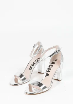 Zilverkleurige Sandalen Met Hak^Sacha Store