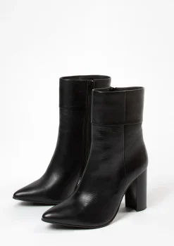 Zwart Leren Enkellaarsjes Met Hak^Sacha Flash Sale