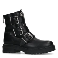 Zwarte Biker Boots Met Zilverkleurige Gespen^Sacha Outlet