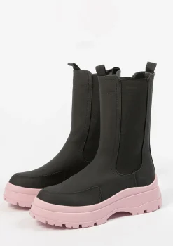 Zwarte Chelsea Boots Met Roze Zool^Sacha Cheap