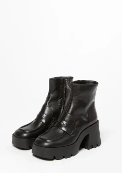 Zwarte Chunky Enkellaarsjes Met Blokhak^Sacha Discount