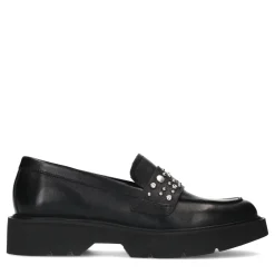 Zwarte Chunky Loafers Met Zilverkleurige Studs^Sacha Fashion