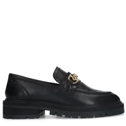 Zwarte Chunky Loafers Met Goudkleurige Chain^Sacha Best