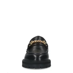 Zwarte Chunky Loafers Met Goudkleurige Chain^Sacha Best