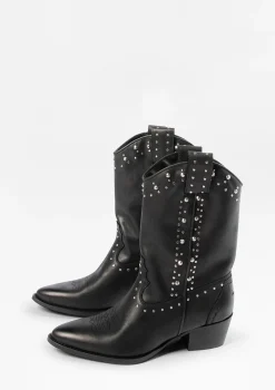 Zwarte Cowboylaarsjes Met Zilverkleurige Studs^Sacha Best