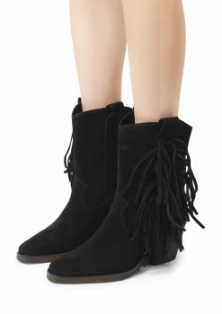 Zwarte Cowboylaarzen Met Hak En Franjes^Sacha Store