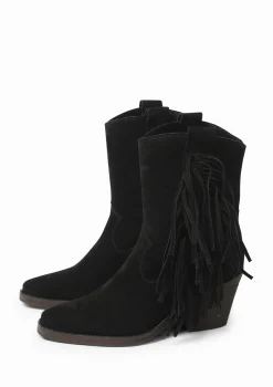 Zwarte Cowboylaarzen Met Hak En Franjes^Sacha Store