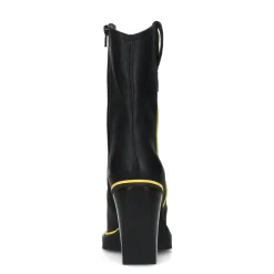 Zwarte Enkellaarsjes Met Hak En Gele Details^Sacha Outlet