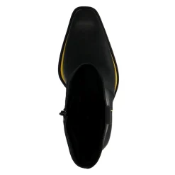 Zwarte Enkellaarsjes Met Hak En Gele Details^Sacha Outlet