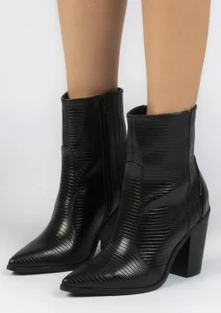 Zwarte Enkellaarsjes Met Snakeskin^Sacha Cheap