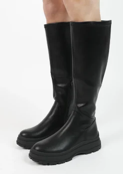 Zwarte Hoge Laarzen Met Grove Zool^Sacha Fashion