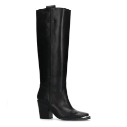 Zwarte Hoge Leren Cowboylaarzen^Sacha Shop