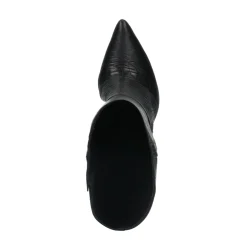 Zwarte Hoge Leren Laarzen Met Crocoprint^Sacha Store