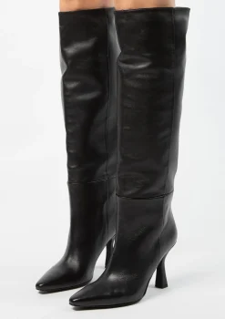 Zwarte Hoge Leren Laarzen^Sacha Hot