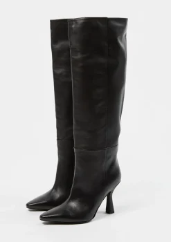 Zwarte Hoge Leren Laarzen^Sacha Hot