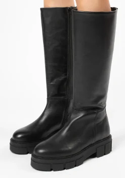 Zwarte Hoge Leren Laarzen^Sacha Discount