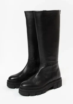 Zwarte Hoge Leren Laarzen^Sacha Discount