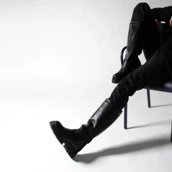 Zwarte Hoge Leren Laarzen^Sacha Discount