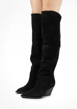 Zwarte Hoge Suede Cowboylaarzen^Sacha Outlet
