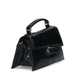 Zwarte Lakfinish Handtas Met Zilverkleurige Details^Sacha Best
