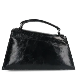 Zwarte Lakfinish Handtas Met Zilverkleurige Details^Sacha Best