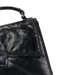 Zwarte Lakfinish Handtas Met Zilverkleurige Details^Sacha Best