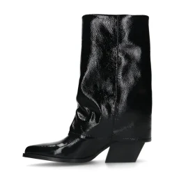 Zwarte Lakleer Enkellaarsjes Met Flap^Sacha Cheap