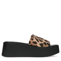 Zwarte Leopard Wedge Sandalen^Sacha Discount