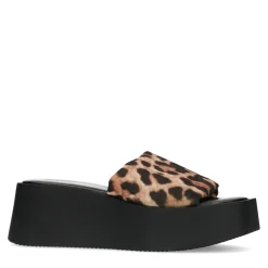 Zwarte Leopard Wedge Sandalen^Sacha Discount