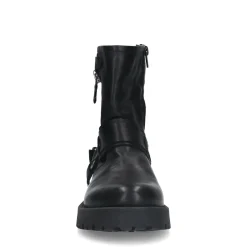 Zwarte Leren Biker Boots Met Zilverkleurige Buckle^Sacha Cheap