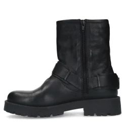 Zwarte Leren Biker Boots Met Zilverkleurige Buckle^Sacha Cheap