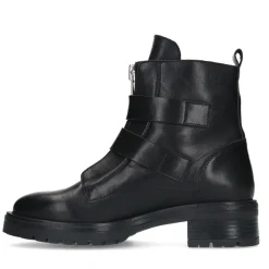 Zwarte Leren Biker Boots Met Zilverkleurige Gespen^Sacha Store
