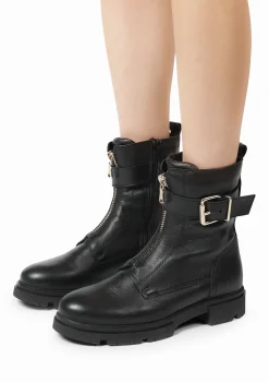 Zwarte Leren Biker Boots Met Gesp^Sacha Discount
