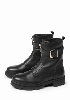 Zwarte Leren Biker Boots Met Gesp^Sacha Discount