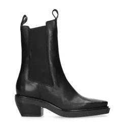 Zwarte Leren Chelsea Boots Met Vierkante Neus^Sacha Cheap