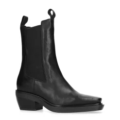 Zwarte Leren Chelsea Boots Met Vierkante Neus^Sacha Cheap