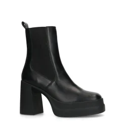 Zwarte Leren Chelsea Boots Met Plateau Hak^Sacha Hot