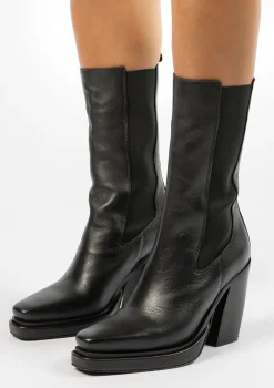 Zwarte Leren Chelsea Boots Met Vierkante Neus^Sacha Flash Sale