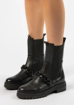 Zwarte Leren Chelsea Boots Met Chain^Sacha Flash Sale