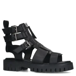 Zwarte Leren Chunky Sandalen^Sacha Cheap