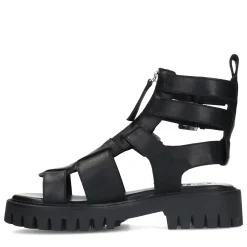 Zwarte Leren Chunky Sandalen^Sacha Cheap