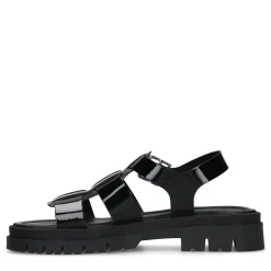Zwarte Leren Chunky Sandalen^Sacha Outlet