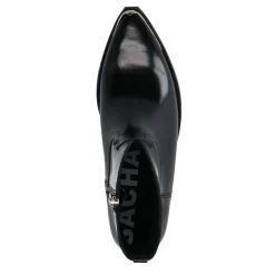 Zwarte Leren Cowboy Enkellaarsjes^Sacha Hot