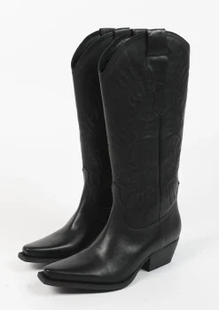 Zwarte Leren Cowboylaarzen^Sacha Clearance