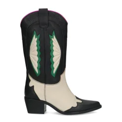 Zwarte Leren Cowboylaarzen Met Off White Details^Sacha Outlet