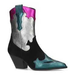 Zwarte Leren Cowboylaarzen Met Kleurrijke Metallic Details^Sacha Store