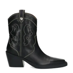 Zwarte Leren Cowboylaarzen Met Off White Sierstiksels^Sacha Cheap