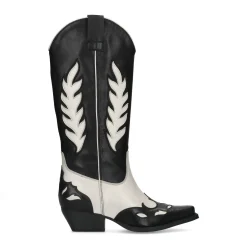 Zwarte Leren Cowboylaarzen Met Off White Details^Sacha Cheap